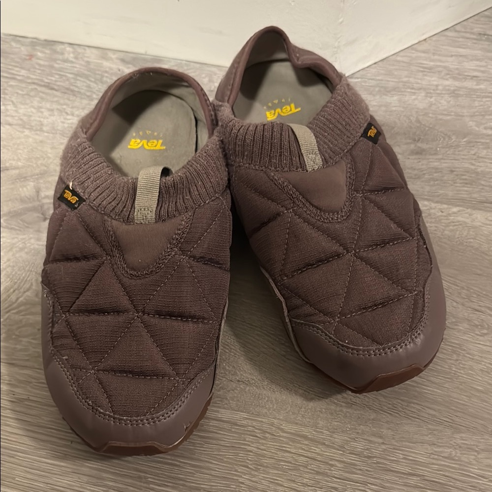 Teva ReEmber Loafers Slip-Ons with Quilted Design Pretty Dark Purple Brown Color